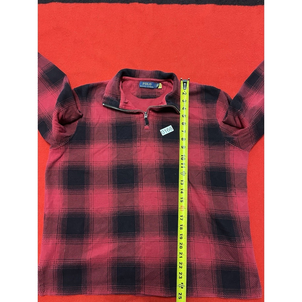 Men's Size Large Red Plaid Quarter Zip Pullover Long Sleeve - Picture 4 of 4